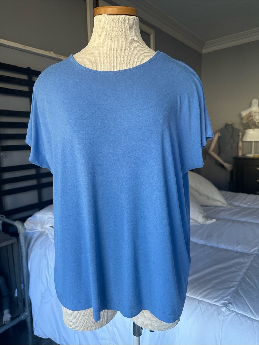 J. Jill Relaxed Tunic Short-Sleeve Tee in Cornflower Blue size large